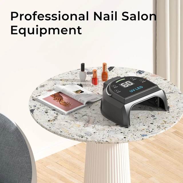 Alt view image 7 of 7 - 80W Professional Cordless UV LED Nail Lamp 45 Beads & Rechargeable Battery, Portable Gel Nail Curing Dryer for Salon or Home, Black