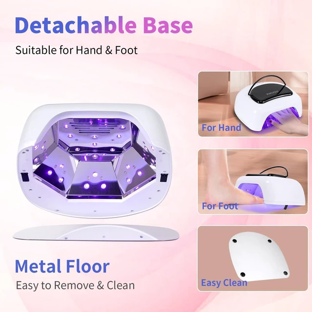 Alt view image 3 of 7 - 96W Professional Rechargeable UV LED Nail Lamp Cordless UV Light with Metallic Reflector & Metal Base, Fast Curing for Manicure & Pedicure, Ideal for Salon & Home (White)