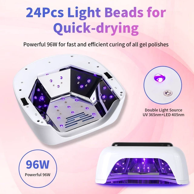 Alt view image 5 of 7 - 96W Professional Rechargeable UV LED Nail Lamp Cordless UV Light with Metallic Reflector & Metal Base, Fast Curing for Manicure & Pedicure, Ideal for Salon & Home (White)