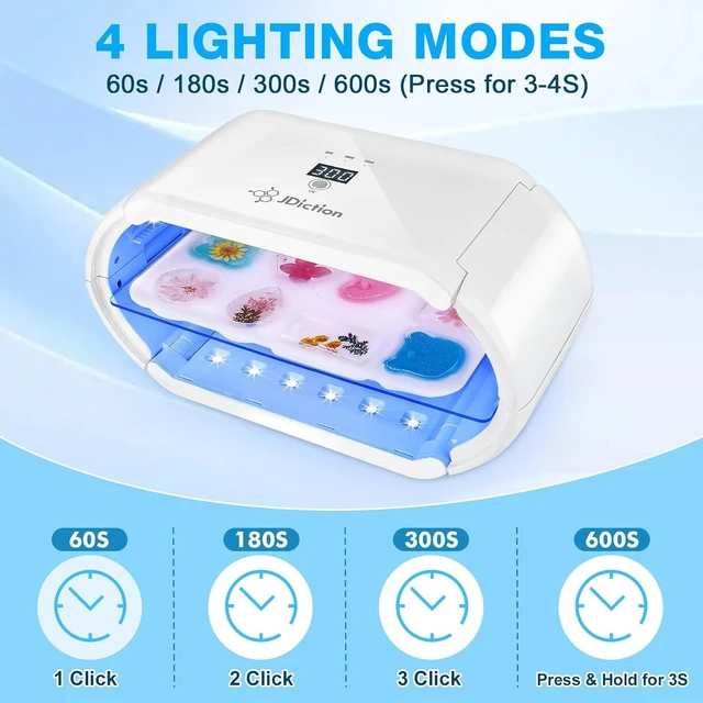Alt view image 4 of 7 - Wireless UV Resin Light with 48 LED Beads Long Time Settings (1min, 3min, 5min, 10min), Rechargeable 48W Cordless Curing Tool for Jewelry Making & Crafts
