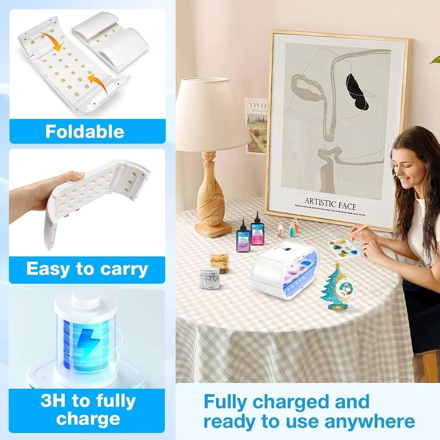 Alt view image 7 of 7 - Wireless UV Resin Light with 48 LED Beads Long Time Settings (1min, 3min, 5min, 10min), Rechargeable 48W Cordless Curing Tool for Jewelry Making & Crafts