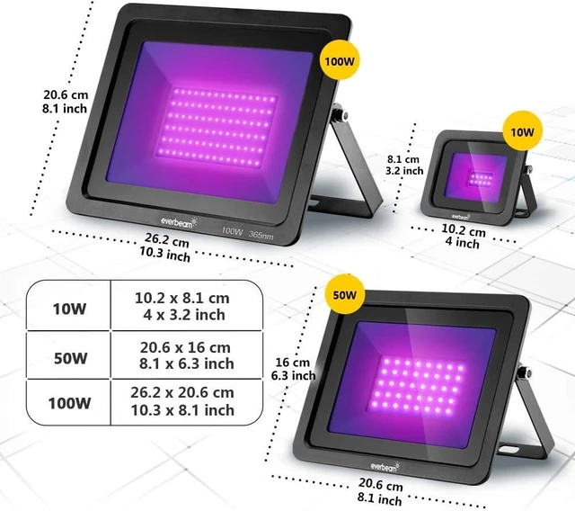 Alt view image 3 of 6 - 365nm 50W UV LED Black Light High Performance LED Bulbs, IP66 Waterproof, Ultraviolet Flood Lighting for Aquarium, Indoor/Outdoor Parties, Stage, Halloween Decorations