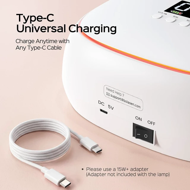 Alt view image 3 of 7 - USB-C Cordless Rechargeable UV LED Nail Lamp for Salon & Home
