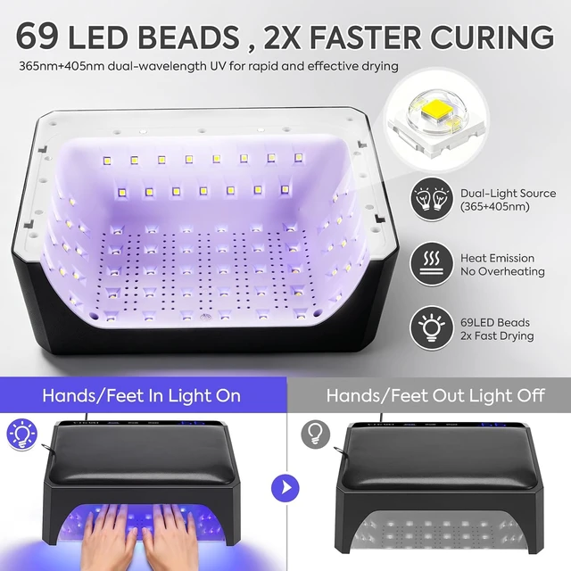 Alt view image 6 of 7 - 120W UV LED Nail Lamp with Two-Hand Design for Gel Nails