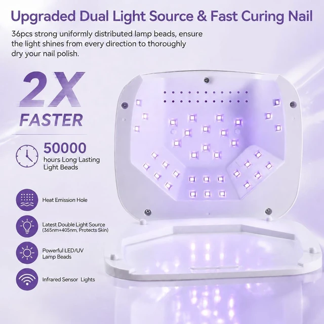 Alt view image 3 of 7 - 7800mAh Rechargeable Cordless UV LED Gel Nail Lamp