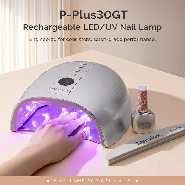 Alt view image 2 of 7 - P-Plus30GT Full-Hand Cordless UV LED Nail Lamp with Metal Base
