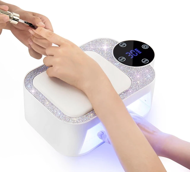 Main image of Cordless UV LED Nail Lamp with Arm Rest Rechargeable Wireless Gel Polish Dryer for Mobile Tech, 2-in-1 Portable Curing Light with Soft Hand Pillow & High-Capacity Battery, White