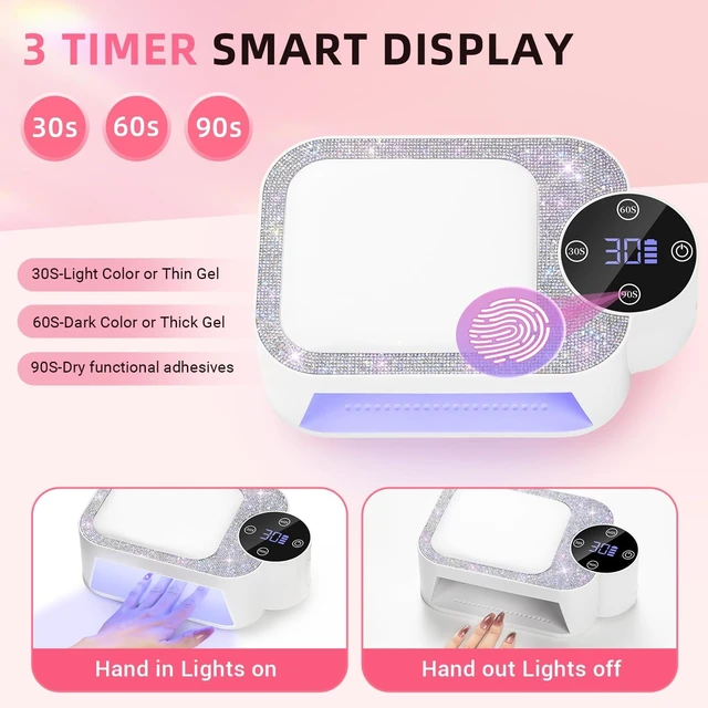Alt view image 2 of 7 - Cordless UV LED Nail Lamp with Arm Rest Rechargeable Wireless Gel Polish Dryer for Mobile Tech, 2-in-1 Portable Curing Light with Soft Hand Pillow & High-Capacity Battery, White