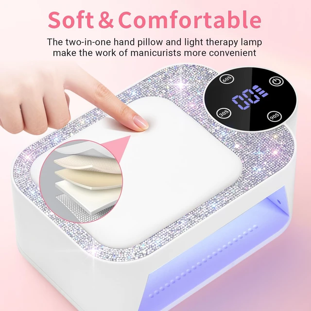 Alt view image 5 of 7 - Cordless UV LED Nail Lamp with Arm Rest Rechargeable Wireless Gel Polish Dryer for Mobile Tech, 2-in-1 Portable Curing Light with Soft Hand Pillow & High-Capacity Battery, White