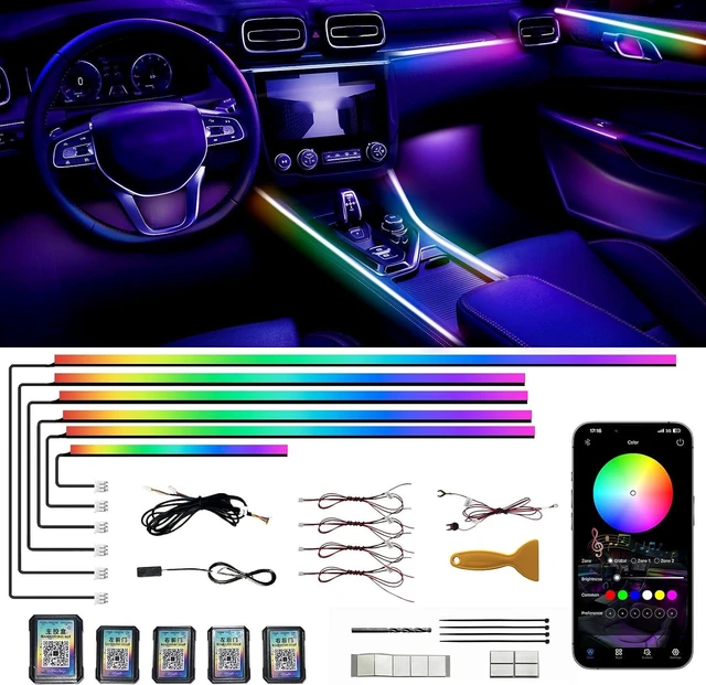 Main image of Acrylic Interior Car LED Strip Lights,dreamcolor 6-in-1 Car Ambient Lighting Kit, with APP Control, 622 LED Fiber Optic Strip Lights for Cars,Supports Neon Sync with Music DIY Mode