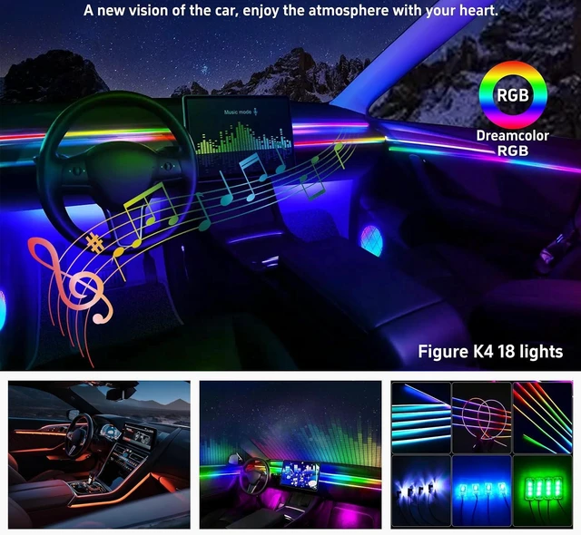 Alt view image 2 of 7 - Acrylic Interior Car LED Strip Lights,dreamcolor 6-in-1 Car Ambient Lighting Kit, with APP Control, 622 LED Fiber Optic Strip Lights for Cars,Supports Neon Sync with Music DIY Mode