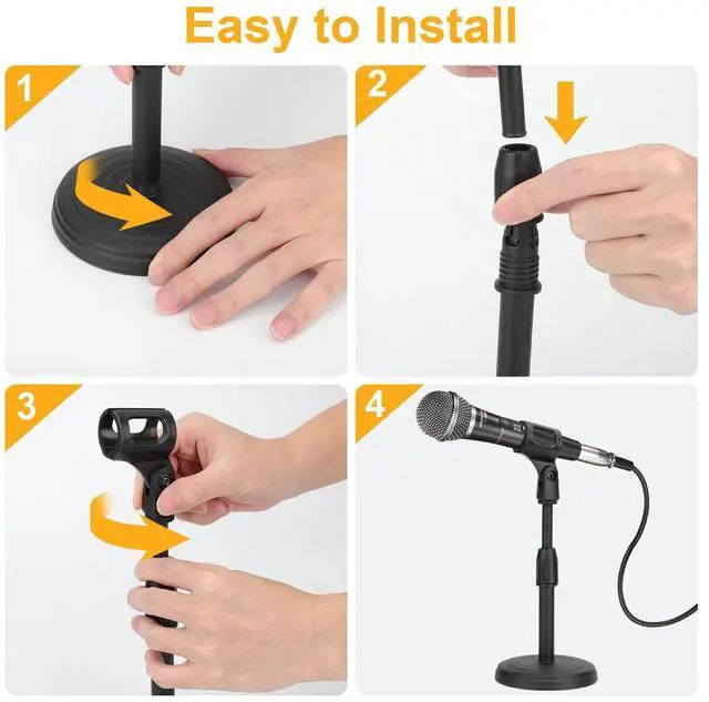 Alt view image 4 of 7 - Adjustable Desktop Microphone Stand Lift & Lock Mic Holder for Home Office Desk
