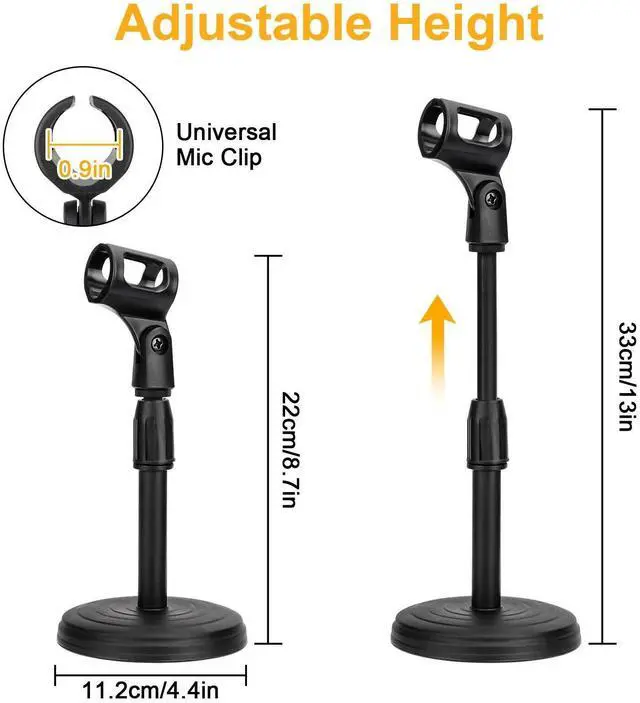 Alt view image 7 of 7 - Adjustable Desktop Microphone Stand Lift & Lock Mic Holder for Home Office Desk
