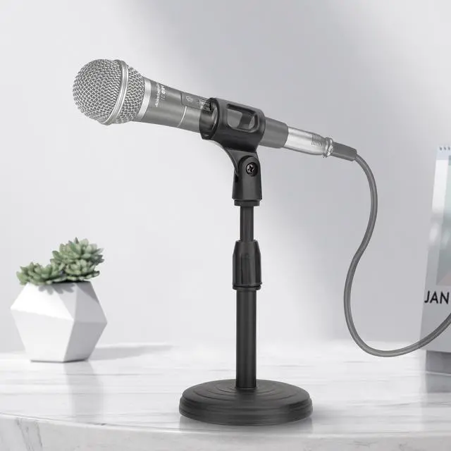 Alt view image 2 of 7 - Adjustable Desktop Microphone Stand Lift & Lock Mic Holder for Home Office Desk