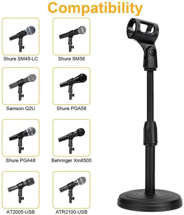 Alt view image 5 of 7 - Adjustable Desktop Microphone Stand Lift & Lock Mic Holder for Home Office Desk