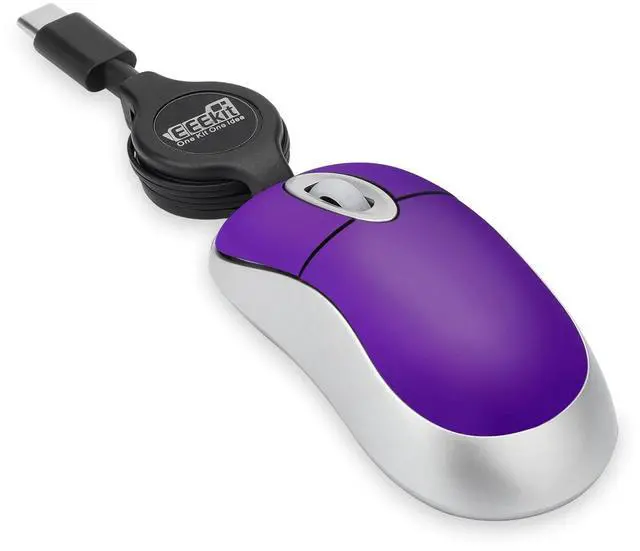 Alt view image 7 of 7 - USB C Optical Mouse Mini Wired Mice w/ Retractable Cable for PC Computer Laptop Blue
