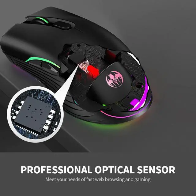 Alt view image 6 of 7 - Gaming Mouse 7 Color LED Backlight RGB 1600 DPI Mice Wireless USB Rechargeable