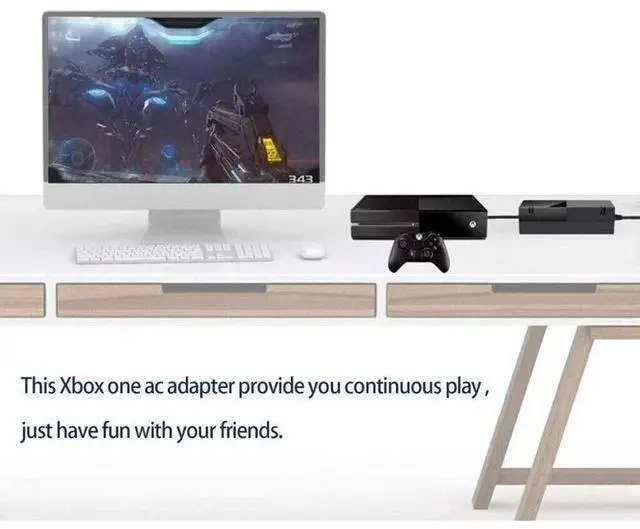 Alt view image 4 of 7 - For Microsoft Xbox One Console AC Adapter Brick Charger Power Supply Cord Black