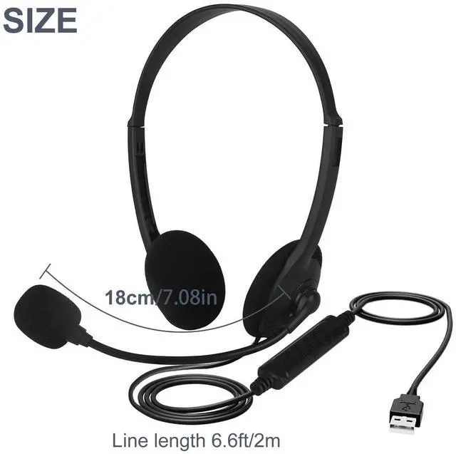 Alt view image 2 of 7 - USB Headset Headphone With Microphone Noise Cancelling For PC Computer Call Chat