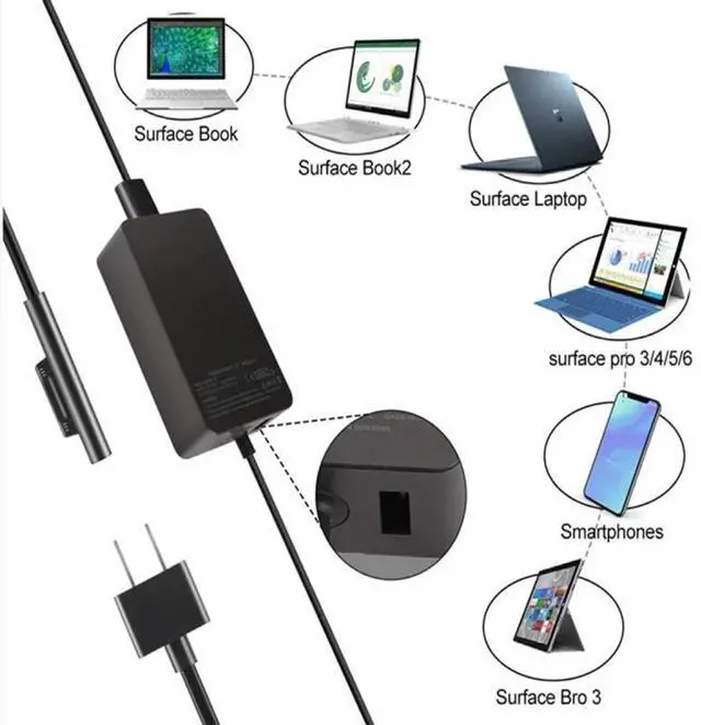 Alt view image 5 of 7 - 65W Power Supply Laptop AC Adapter Charger For Microsoft Surface Pro3 4 5 6 7+ 8