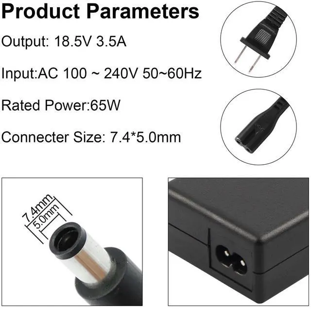 Alt view image 7 of 7 - 65W Power Adapter Charger for HP Laptop HP Compaq CQ56 CQ58 CQ60 CQ70 W/ US Cord