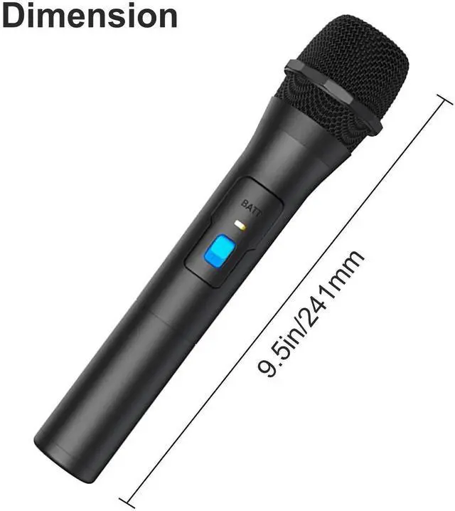 Alt view image 7 of 7 - Professional VHF Wireless Microphone Handheld Mic System Karaoke W/Receiver US