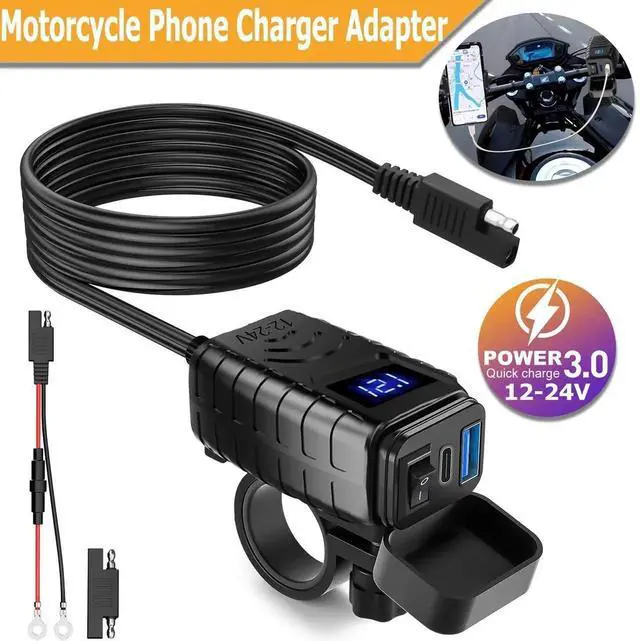 Alt view image 3 of 6 - Waterproof QC 3.0 Motorcycle Dual USB Phone GPS Super Fast Charger Adapter LED
