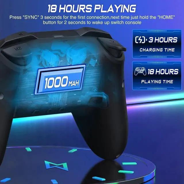 Alt view image 4 of 7 - Pro Wireless Game Controller Gamepad Joystick Remote For Nintendo Switch /OLED