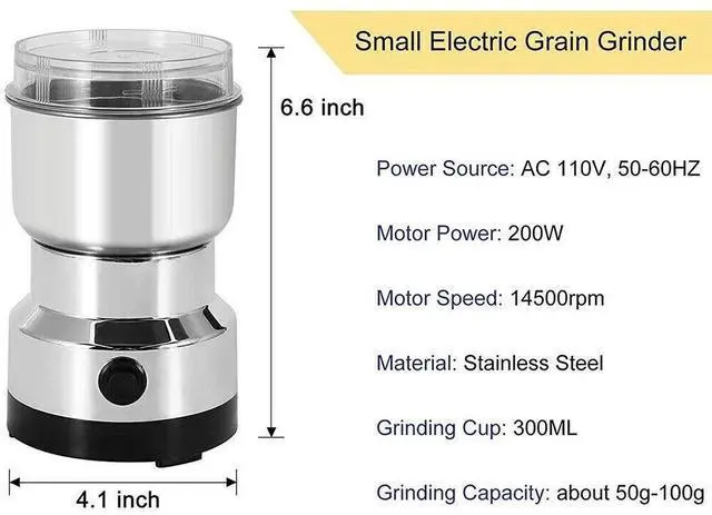 Alt view image 3 of 7 - Coffee Bean Grinder Electric Portable Nut Herb Grind Spice Crusher Mill Blender