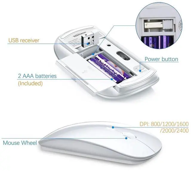 Alt view image 3 of 6 - Ultra Slim Wireless Keyboard and Mouse Combo, Silent Compact Keyboard Mouse Set White
