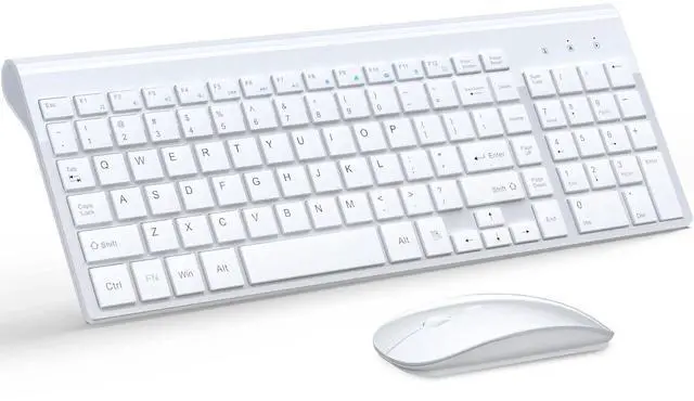 Main image of Ultra Slim Wireless Keyboard and Mouse Combo, Silent Compact Keyboard Mouse Set White