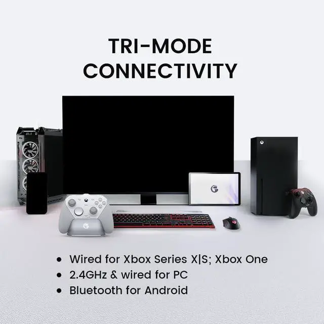 Alt view image 2 of 7 - SOEWIOU   Wired Controller for Xbox Series X|S, Xbox One, Wireless Gamepad for PC&Android with TMR Sticks, Hall Effect Analog Triggers, 1000Hz Polling Rate, 3.5mm Audio Jack - White