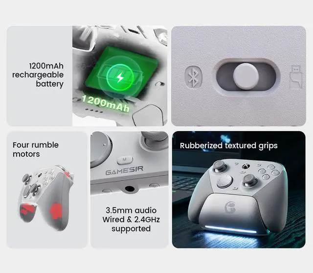 Alt view image 5 of 7 - SOEWIOU   Wired Controller for Xbox Series X|S, Xbox One, Wireless Gamepad for PC&Android with TMR Sticks, Hall Effect Analog Triggers, 1000Hz Polling Rate, 3.5mm Audio Jack - White