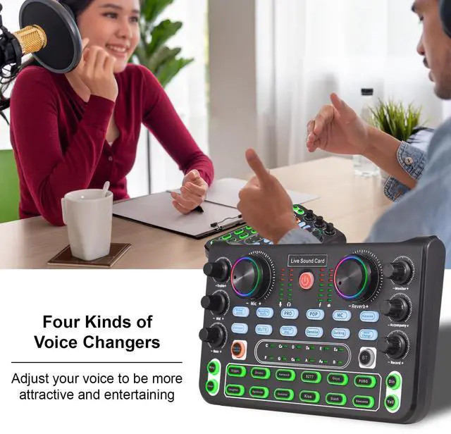 Alt view image 4 of 7 - SOEWIOU Live Sound Card Audio Mixer Sound Board Podcast Mixer Recording Desktop Singing Gaming Audio Mixer Noise Reduction for Streaming Podcasting Knob Button Control