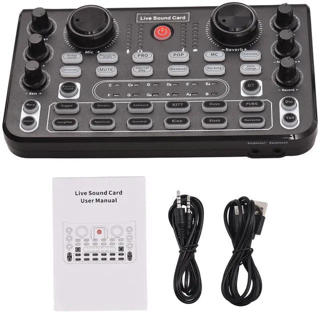 Alt view image 5 of 7 - SOEWIOU Live Sound Card Audio Mixer Sound Board Podcast Mixer Recording Desktop Singing Gaming Audio Mixer Noise Reduction for Streaming Podcasting Knob Button Control
