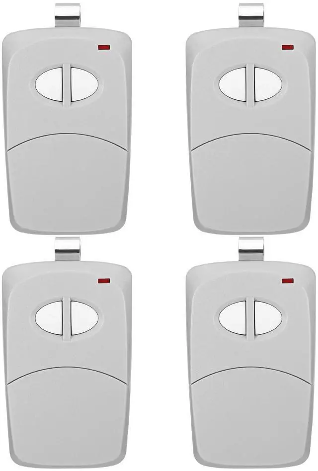 SOEWIOU 4 Pcs 2 Channel Gate Opener Remote Compatible with Multicode Linear MCS412001 10 Dip 300mhz Garage Door Opener Remote Control Transmitter with Sun Visor Clips