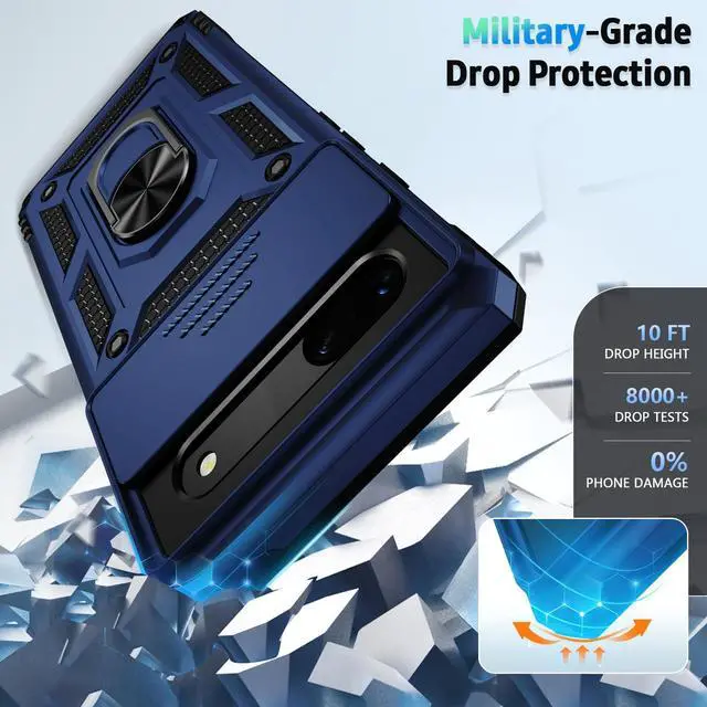 Alt view image 5 of 7 - SOEWIOU Google Pixel 7 Case with Camera Lens Cover, HD Screen Protector, 10 FT Military Grade Drop Protection, Magnetic Ring Holder Kickstand Protective Phone Case for Google Pixel 7, Navy Blue