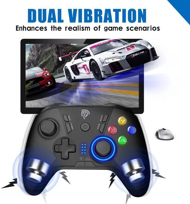 Alt view image 4 of 7 - SOEWIOU  Wireless Gaming Controller for Windows PC/Steam Deck/PS3/Android TV BOX, Dual Vibrate Plug and Play Gamepad Joystick with 4 Customized Keys,Battery Up to 14 Hours, Work for Nintendo Switch