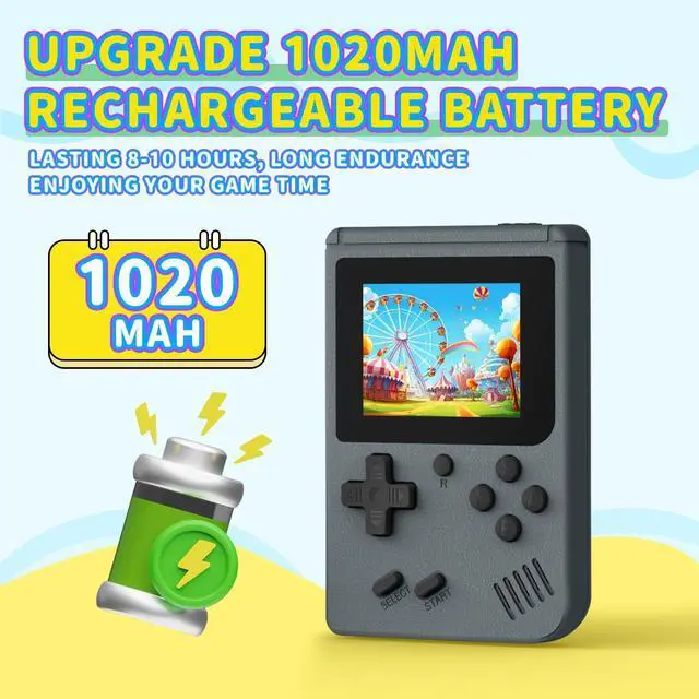 Alt view image 2 of 7 - SOEWIOU Retro Gaming Console, Portable Video Game Console with 3.0 inch IPS Screen and Preloaded 400 Classic Video Games, Mini Retro Handheld Game Console (Gray)