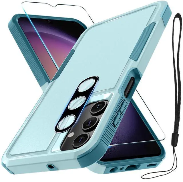 Main image of SOEWIOU  Case for Samsung Galaxy A16 5G, Full Body Heavy Duty Rugged Shockproof Protective Phone Cover with Lanyard Strap, Tempered Glass Screen Protector and Camera Lens Cover, Mint Green