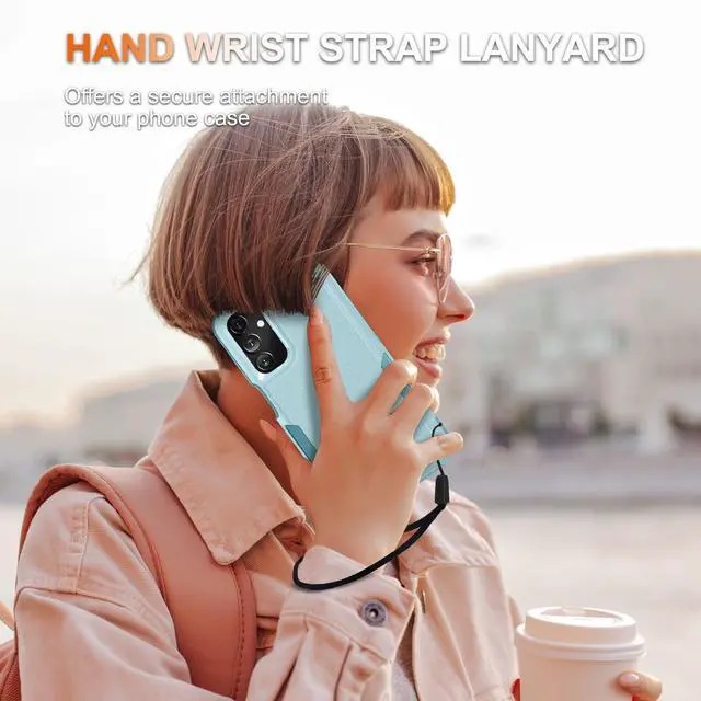 Alt view image 4 of 7 - SOEWIOU  Case for Samsung Galaxy A16 5G, Full Body Heavy Duty Rugged Shockproof Protective Phone Cover with Lanyard Strap, Tempered Glass Screen Protector and Camera Lens Cover, Mint Green