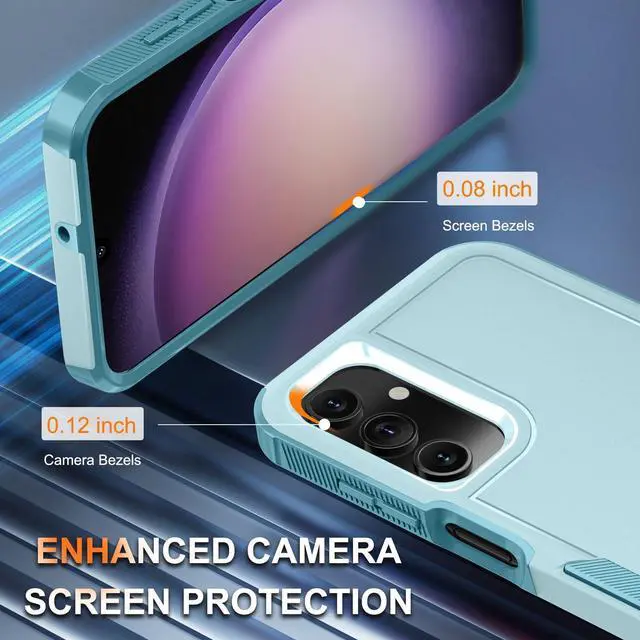 Alt view image 7 of 7 - SOEWIOU  Case for Samsung Galaxy A16 5G, Full Body Heavy Duty Rugged Shockproof Protective Phone Cover with Lanyard Strap, Tempered Glass Screen Protector and Camera Lens Cover, Mint Green