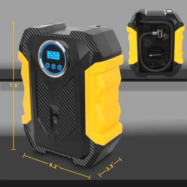 Alt view image 2 of 7 - SOEWIOU 12V DC Tire Inflator, 150PSI Auto Shut-off Air Pump for Car, Portable Tires Air Compressor with LED Light