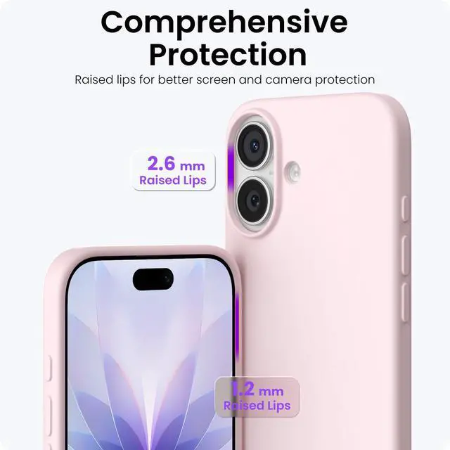 Alt view image 4 of 7 - SOEWIOU Compatible with iPhone 17 Case 6.3, Slim Liquid Silicone 3 Layers Full Covered Soft Gel Rubber Phone Case Protective Cover 6.3 Inch, Chalk Pink