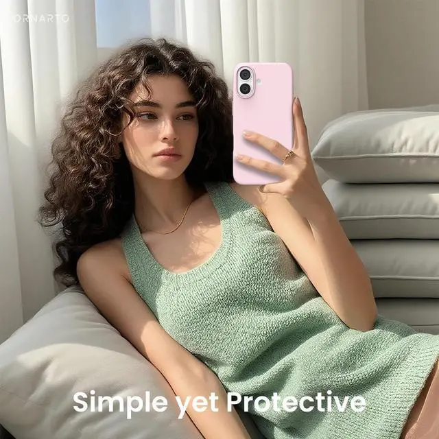 Alt view image 6 of 7 - SOEWIOU Compatible with iPhone 17 Case 6.3, Slim Liquid Silicone 3 Layers Full Covered Soft Gel Rubber Phone Case Protective Cover 6.3 Inch, Chalk Pink