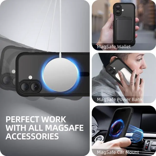 Alt view image 3 of 7 - SOEWIOU for iPhone 17 Case, Compatible with MagSafe, Built-in Privacy Screen Protector and Camera Protection, Anti-Spy Full Body Shockproof Clear Phone Case for 17 6.3", Black