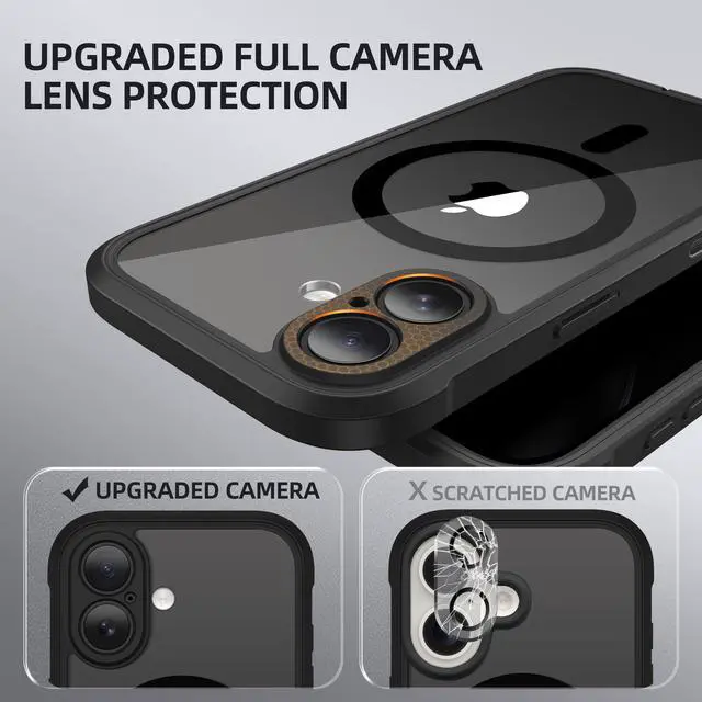 Alt view image 6 of 7 - SOEWIOU for iPhone 17 Case, Compatible with MagSafe, Built-in Privacy Screen Protector and Camera Protection, Anti-Spy Full Body Shockproof Clear Phone Case for 17 6.3", Black