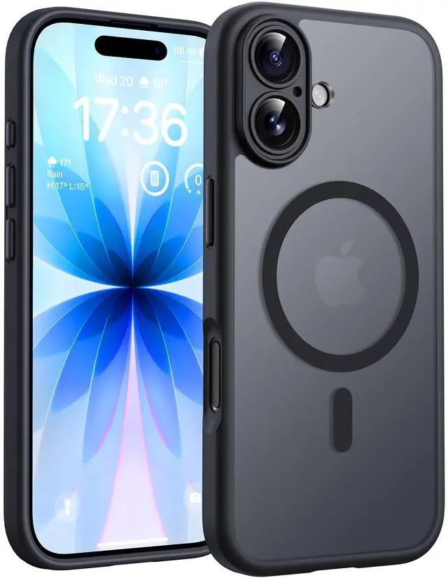 Main image of SOEWIOU for iPhone 17 Case, Compatible with Magsafe, Full Camera Protection, Built-in Magnetic Ring, Drop Protection, Translucent Matte Phone Case for iPhone 17 6.3 inch (Black)