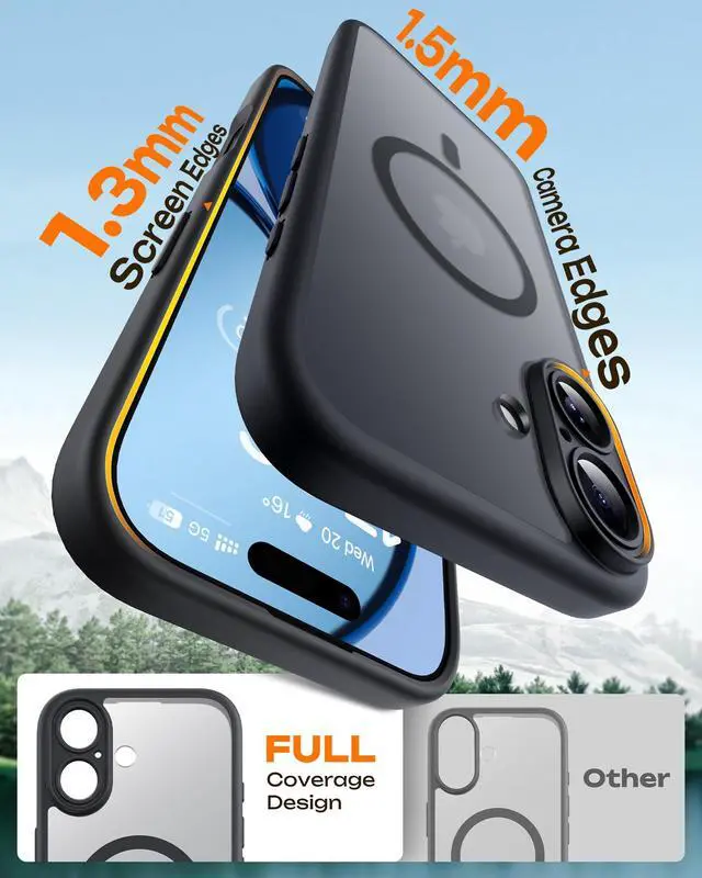 Alt view image 5 of 6 - SOEWIOU for iPhone 17 Case, Compatible with Magsafe, Full Camera Protection, Built-in Magnetic Ring, Drop Protection, Translucent Matte Phone Case for iPhone 17 6.3 inch (Black)