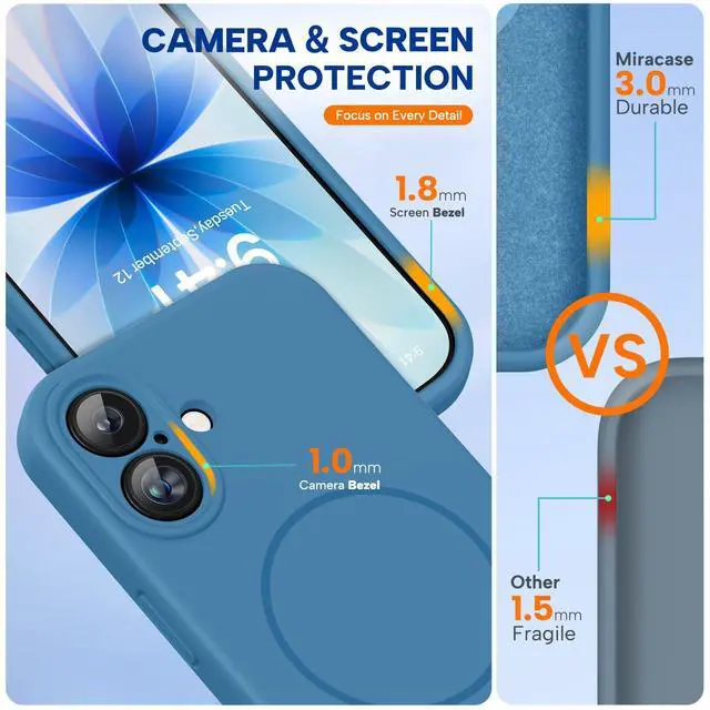 Alt view image 3 of 7 - SOEWIOU Magnetic for iPhone 17 Case, Compatible with MagSafe, Integrated Silicone Camera Control Cover, 3.0mm Thicken Shockproof Drop Protection Phone Case for 17,Capri Blue